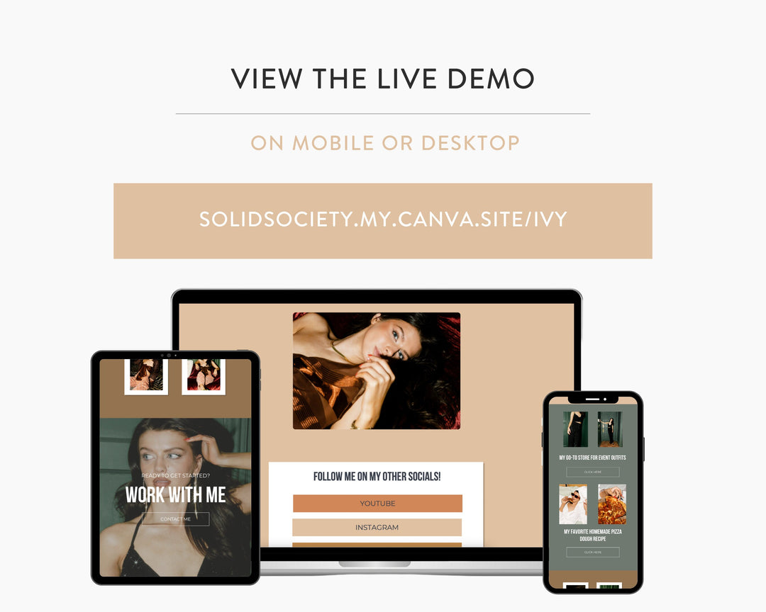 Canva Link in Bio Template for Social Media Marketing, Influencers, Coaches, Blogs, UGC Creators | IVY Theme | Modern Minimal