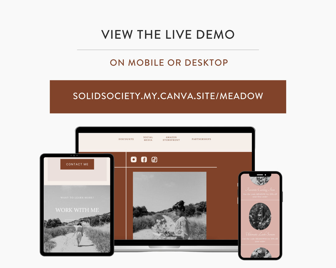 Canva Link in Bio Template for Social Media Marketing, Influencers, Coaches, Blogs, UGC Creators | MEADOW Theme | Modern Minimal