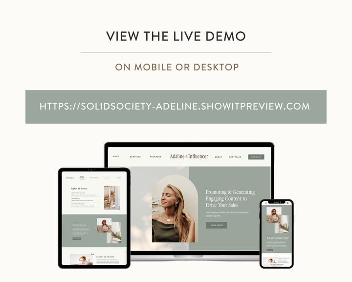 ShowIt Website Template for Social Media Marketing, Graphic Design, Influencers, Blogs, Virtual Assistant | ADALINE Theme | Modern Minimal