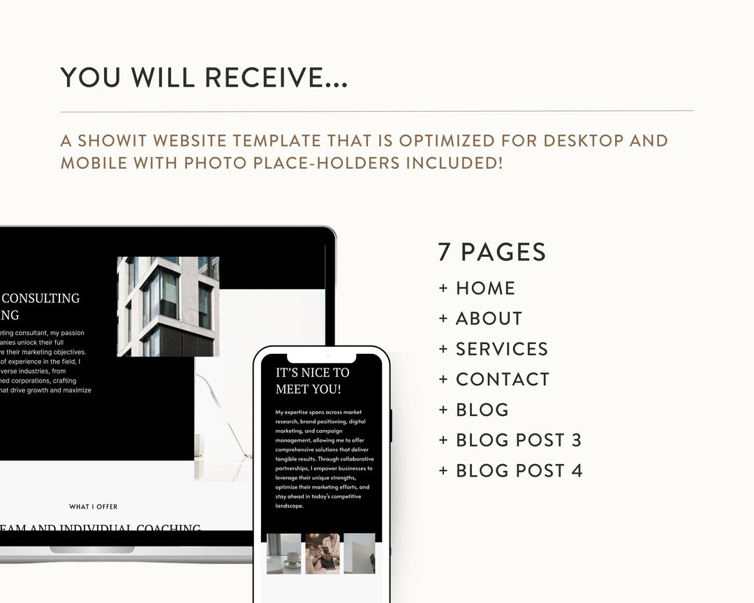 ShowIt Website Template for Social Media Marketing, Graphic Design, Coaches, Blogs, Photography | BELLA TAYLOR Theme | Modern Minimal