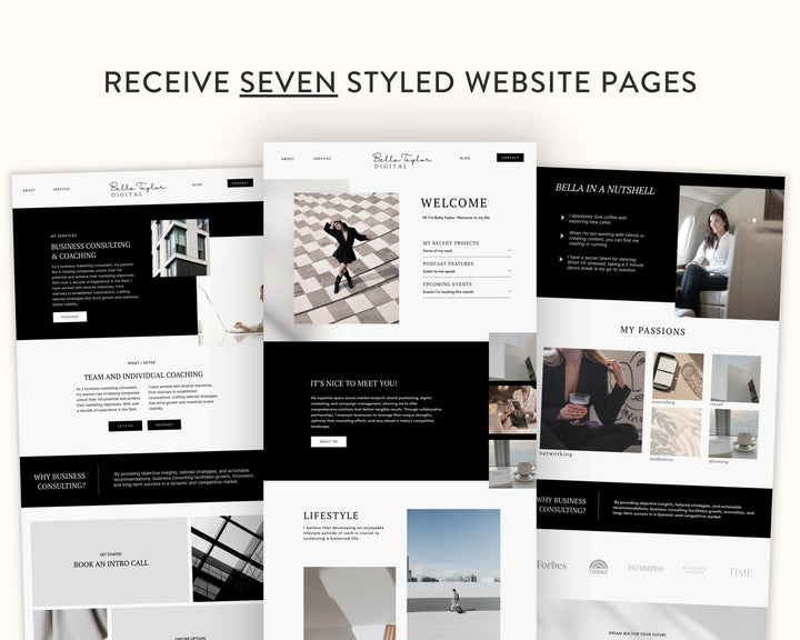 ShowIt Website Template for Social Media Marketing, Graphic Design, Coaches, Blogs, Photography | BELLA TAYLOR Theme | Modern Minimal