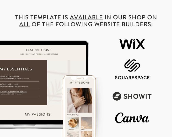 ShowIt Link in Bio Template for Social Media Marketing, Influencers, Coaches, Blogs, UGC Creators | CHARLOTTE Theme | Modern Minimal