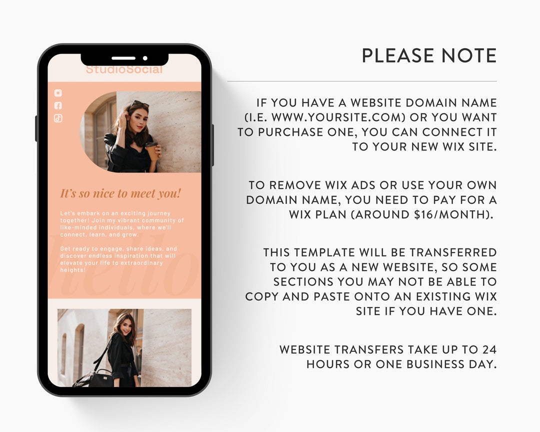 WIX Link in Bio Template for Social Media Marketing, Coaches, Influencers, Blogs, UGC Creators | STUDIOSOCIAL Theme | Modern Minimal