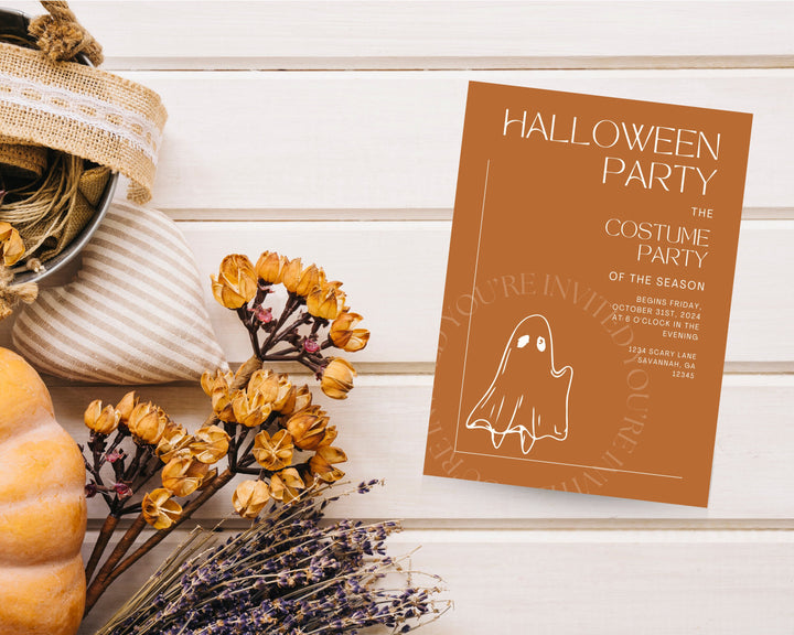 Halloween Party Invitation Vertical, Edit on Canva, Digital Download, Printable Template Card, Digital Mobile Halloween Party Invite