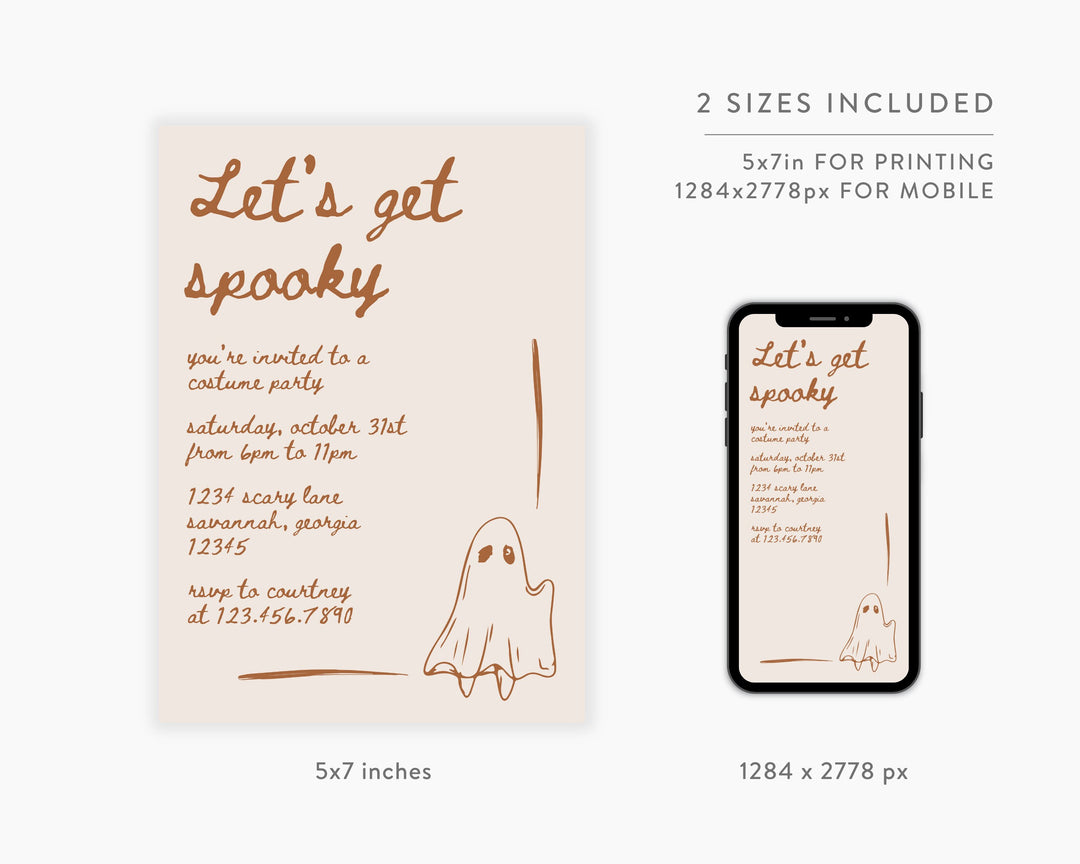 Halloween Party Invitation Vertical, Edit on Canva, Digital Download, Printable Template Card, Digital Mobile Halloween Party Invite