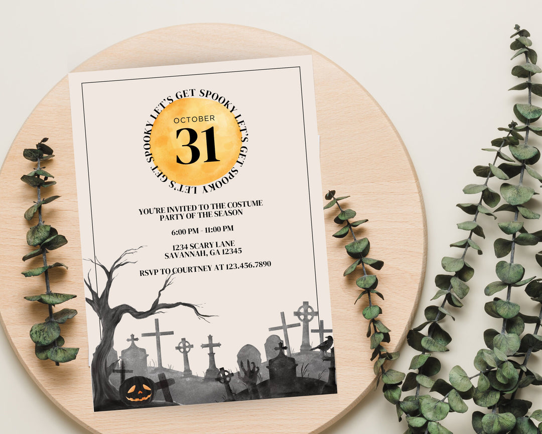 Halloween Party Invitation Vertical, Edit on Canva, Digital Download, Printable Template Card, Digital Mobile Halloween Party Invite