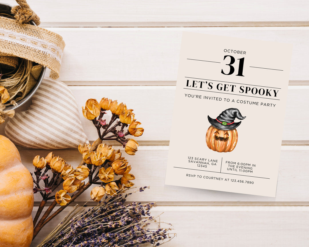 Halloween Party Invitation Vertical, Edit on Canva, Digital Download, Printable Template Card, Digital Mobile Halloween Party Invite