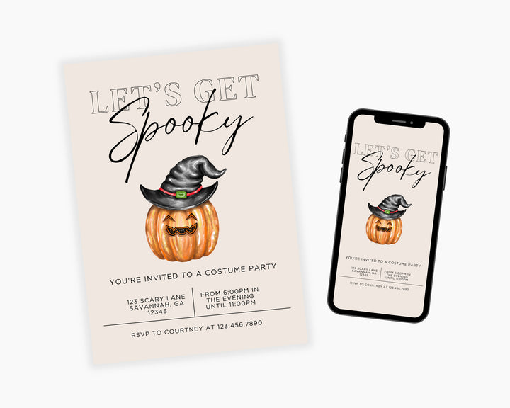 Halloween Party Invitation Vertical, Edit on Canva, Digital Download, Printable Template Card, Digital Mobile Halloween Party Invite