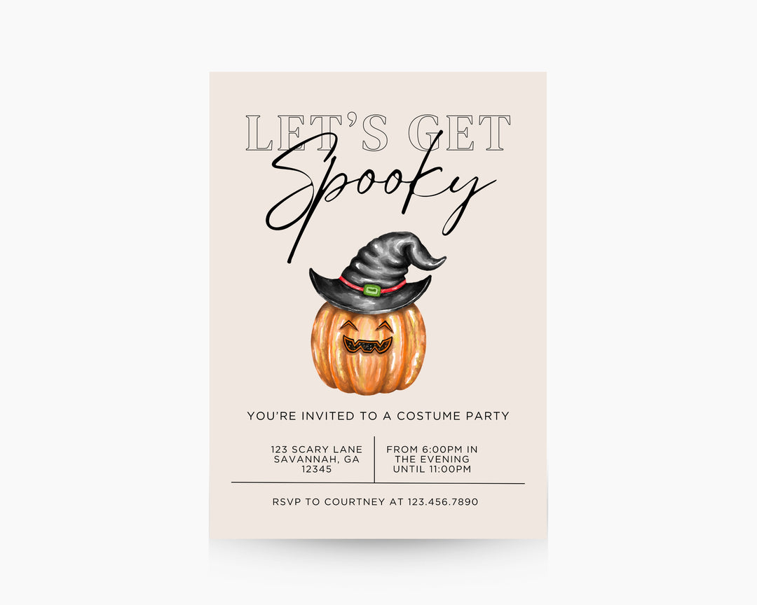 Halloween Party Invitation Vertical, Edit on Canva, Digital Download, Printable Template Card, Digital Mobile Halloween Party Invite