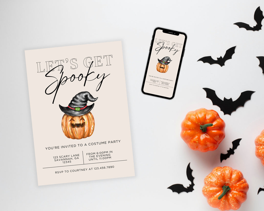 Halloween Party Invitation Vertical, Edit on Canva, Digital Download, Printable Template Card, Digital Mobile Halloween Party Invite