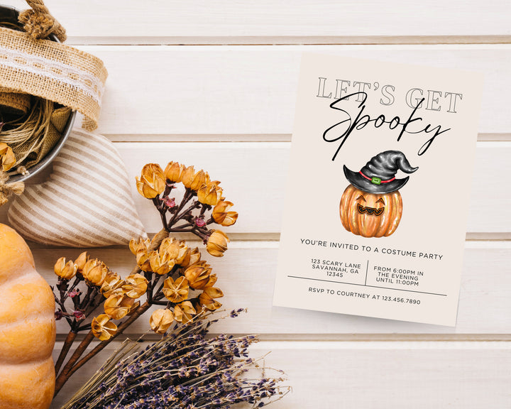 Halloween Party Invitation Vertical, Edit on Canva, Digital Download, Printable Template Card, Digital Mobile Halloween Party Invite