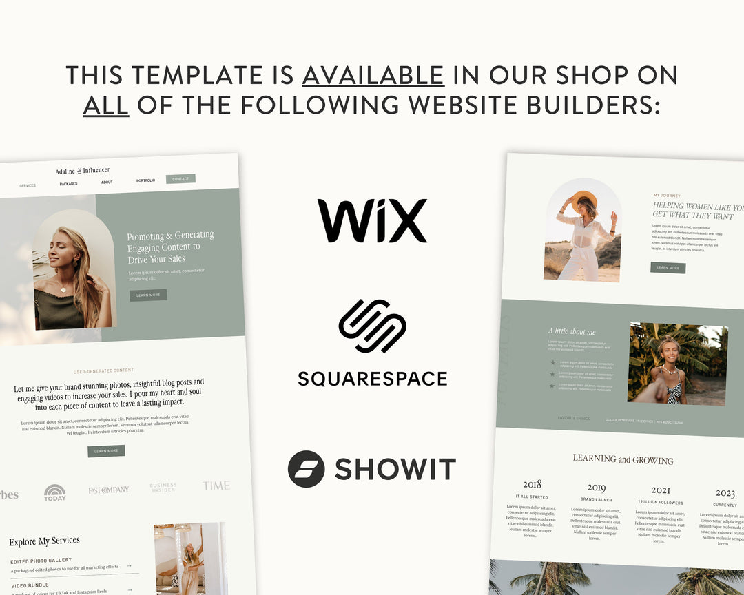 WIX Website Template for Social Media Marketing, Graphic Design, Coaches, Blogs, UGC Creators | ADALINE Theme | Modern Minimal Neutral