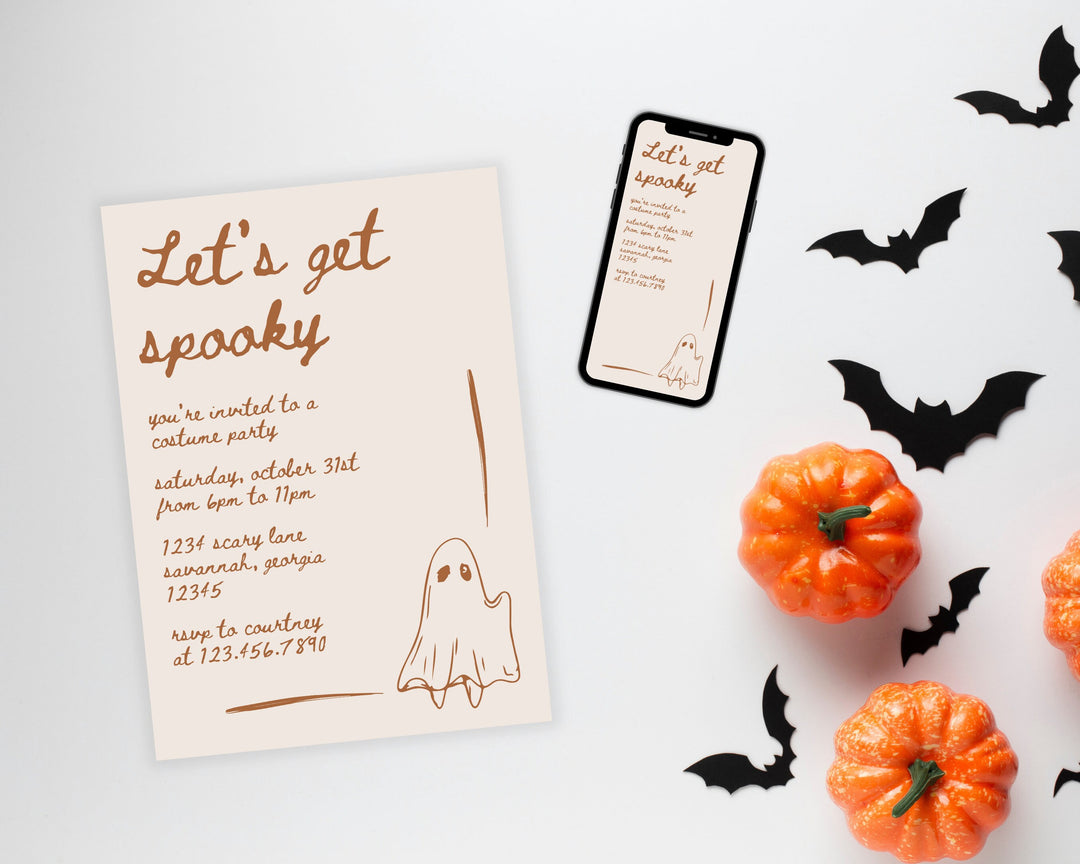 Halloween Party Invitation Vertical, Edit on Canva, Digital Download, Printable Template Card, Digital Mobile Halloween Party Invite