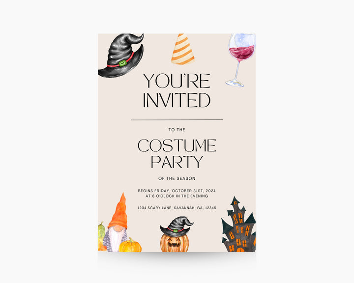 Halloween Party Invitation Vertical, Edit on Canva, Digital Download, Printable Template Card, Digital Mobile Halloween Party Invite