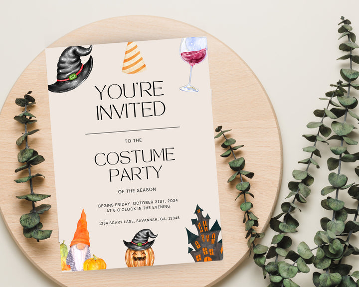 Halloween Party Invitation Vertical, Edit on Canva, Digital Download, Printable Template Card, Digital Mobile Halloween Party Invite