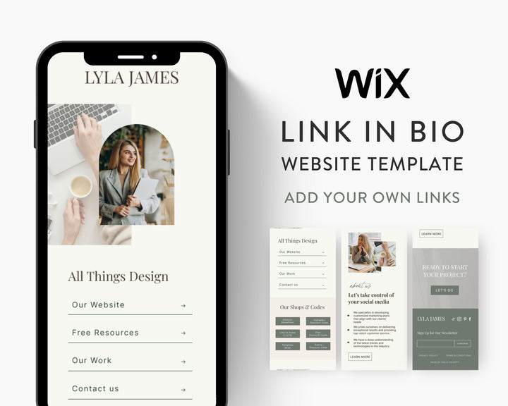 WIX Link in Bio Template for Social Media Marketing, Coaches, Influencers, Blogs, UGC & Content Creators | LYLAJAMES Theme | Modern Minimal