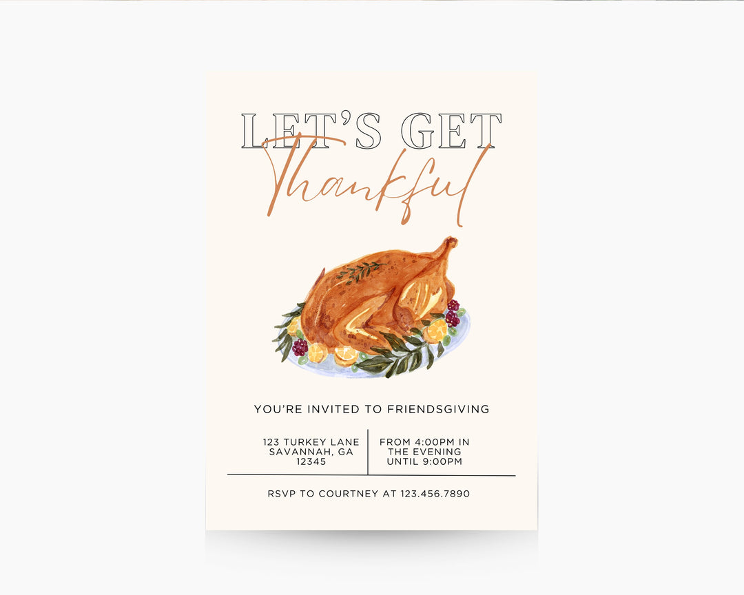 Friendsgiving Party Invitation Vertical, Edit on Canva, Digital Download, Printable Template Card, Digital Mobile Thanksgiving Party Invite