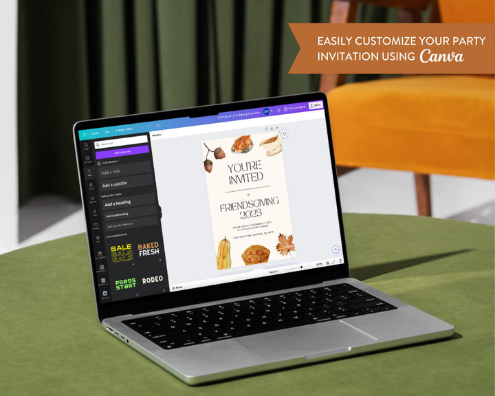 Friendsgiving Party Invitation Vertical, Edit on Canva, Digital Download, Printable Template Card, Digital Mobile Thanksgiving Party Invite