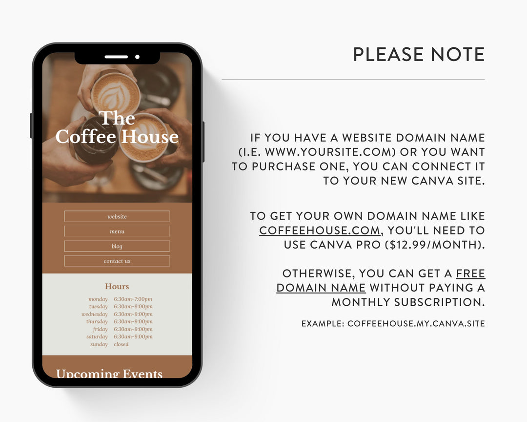 Canva Link in Bio Template for Coffee Shops, Cafes, Restaurants, Bistros, Bars, Diners, Pubs | COFFEE HOUSE Theme | Modern Minimal