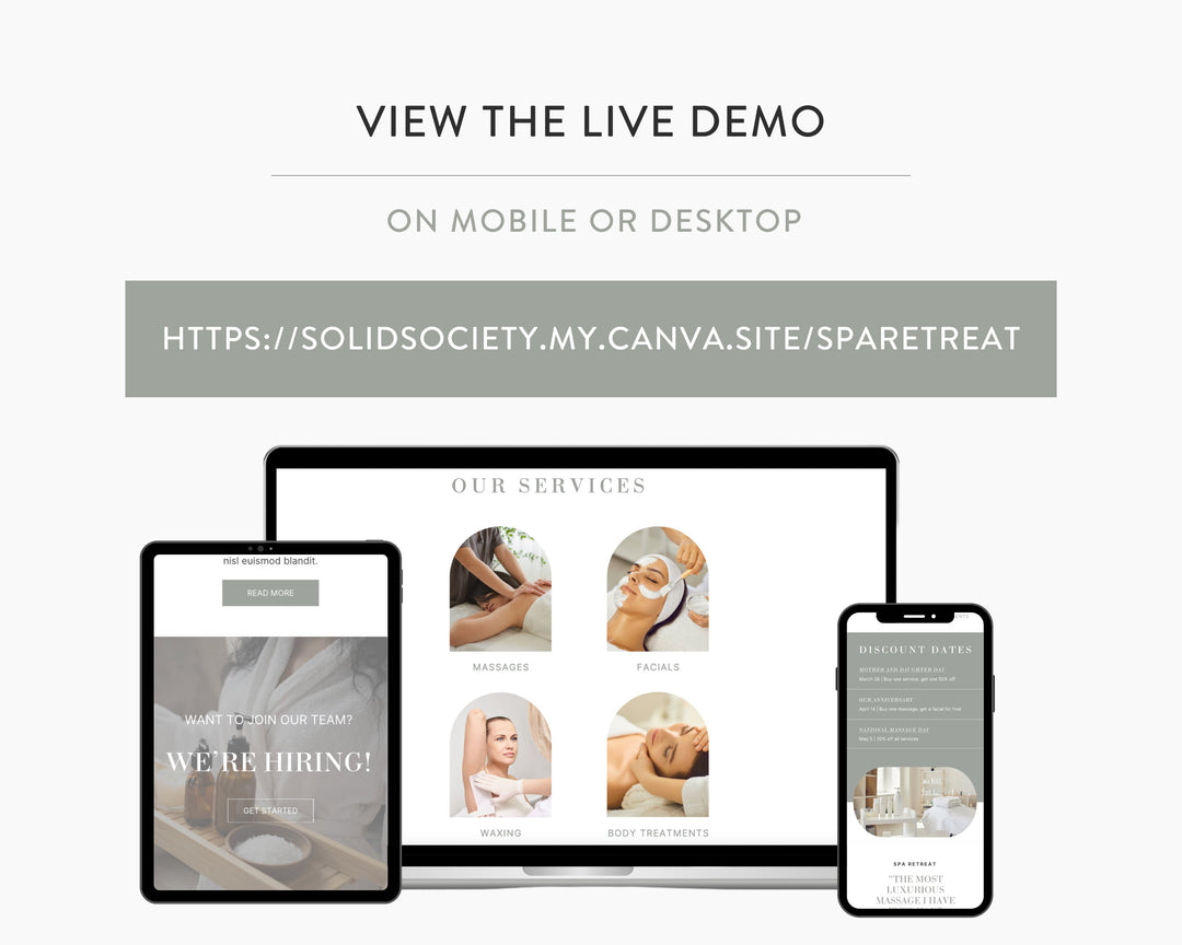 Canva Link in Bio Template for Spas, Salons, Wellness & Aromatherapy Centers, Counselors, Therapists | SPA RETREAT Theme | Modern Minimal