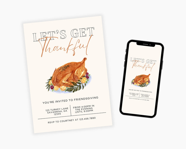 Friendsgiving Party Invitation Vertical, Edit on Canva, Digital Download, Printable Template Card, Digital Mobile Thanksgiving Party Invite