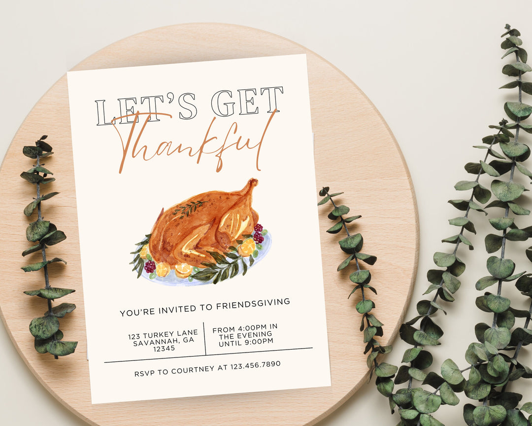 Friendsgiving Party Invitation Vertical, Edit on Canva, Digital Download, Printable Template Card, Digital Mobile Thanksgiving Party Invite