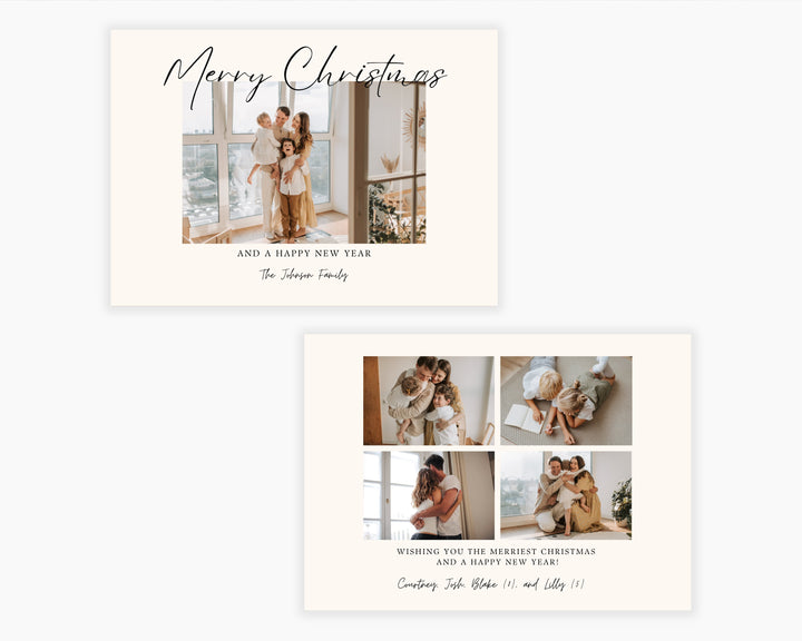 Christmas Card Horizontal, Printable Template Card, Digital Minimalist Holiday Card | Merry Christmas | Edit on Canva | Digital Download