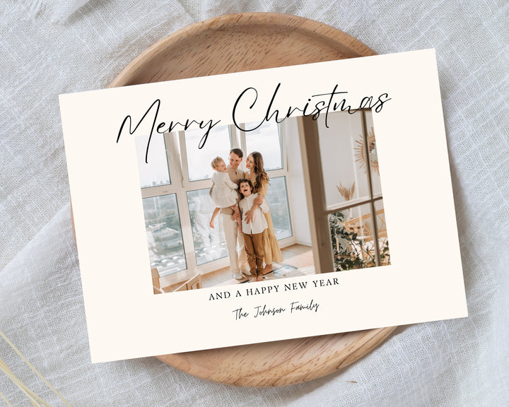 Christmas Card Horizontal, Printable Template Card, Digital Minimalist Holiday Card | Merry Christmas | Edit on Canva | Digital Download