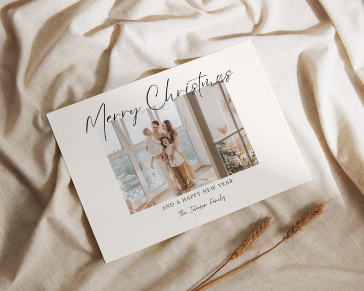 Christmas Card Horizontal, Printable Template Card, Digital Minimalist Holiday Card | Merry Christmas | Edit on Canva | Digital Download