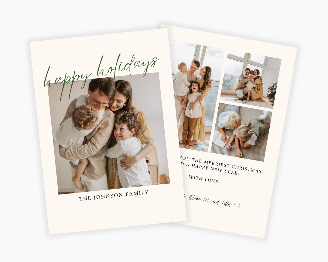 Christmas Card Vertical, Printable Template Card, Digital Minimalist Holiday Card | Merry Christmas | Edit on Canva | Digital Download