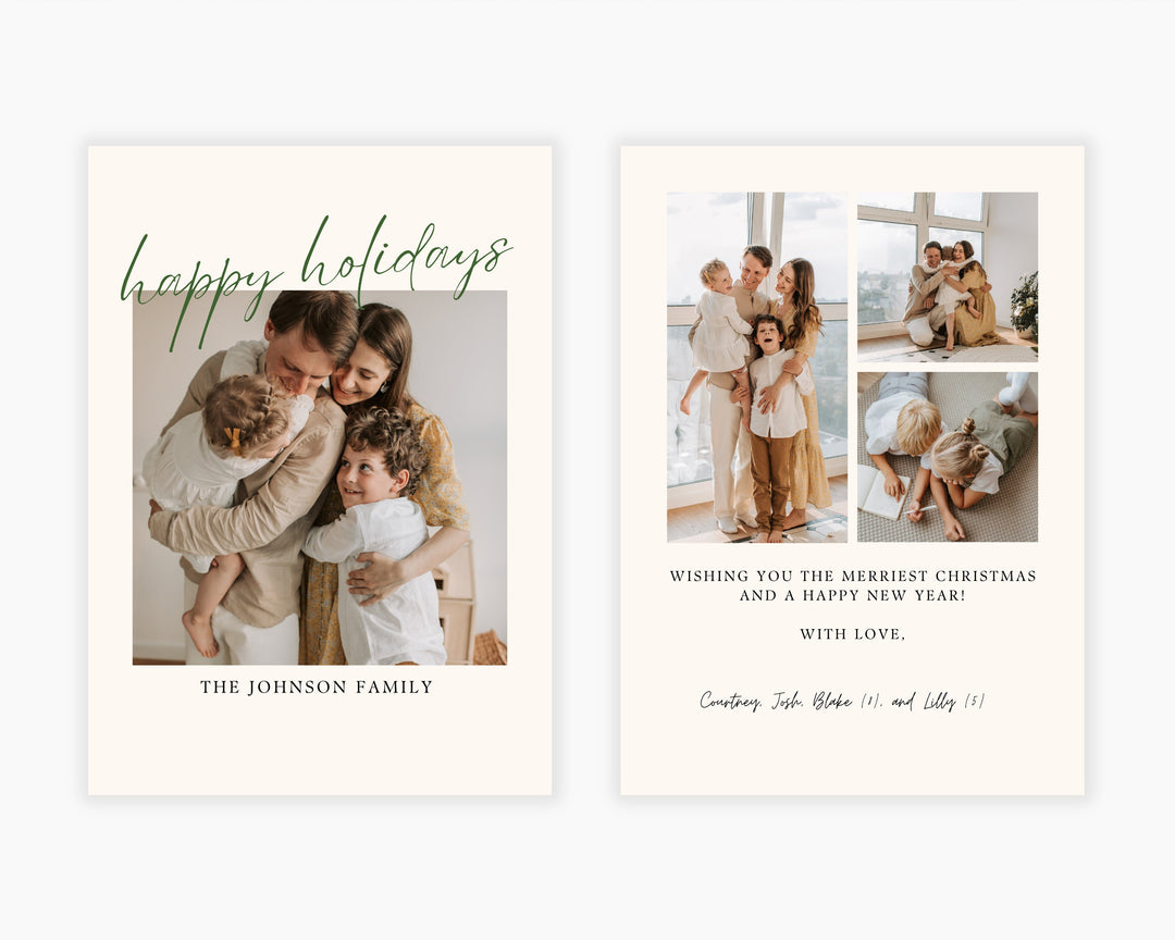 Christmas Card Vertical, Printable Template Card, Digital Minimalist Holiday Card | Merry Christmas | Edit on Canva | Digital Download