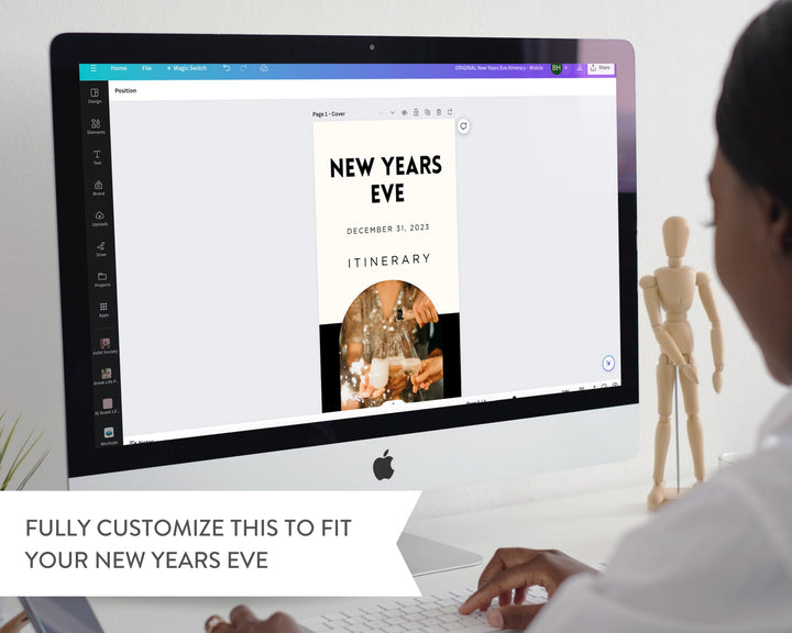 New Years Eve Itinerary Template, Editable on Canva, Printable Template, New Years Day Invite, Digital Template Download