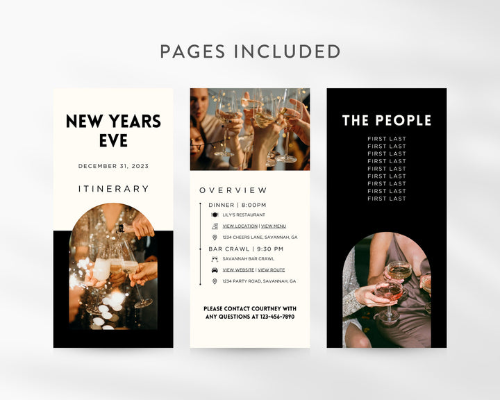 New Years Eve Itinerary Template, Editable on Canva, Printable Template, New Years Day Invite, Digital Template Download