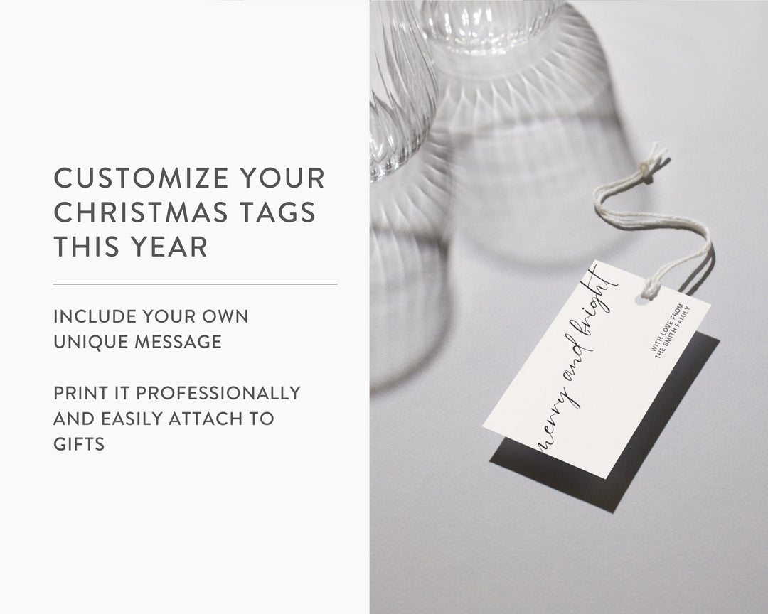 Christmas Gift Tags, Edit on Canva, Digital Download, Printable Christmas Template Cards, Digital Christmas Gift & Present Tags | Modern
