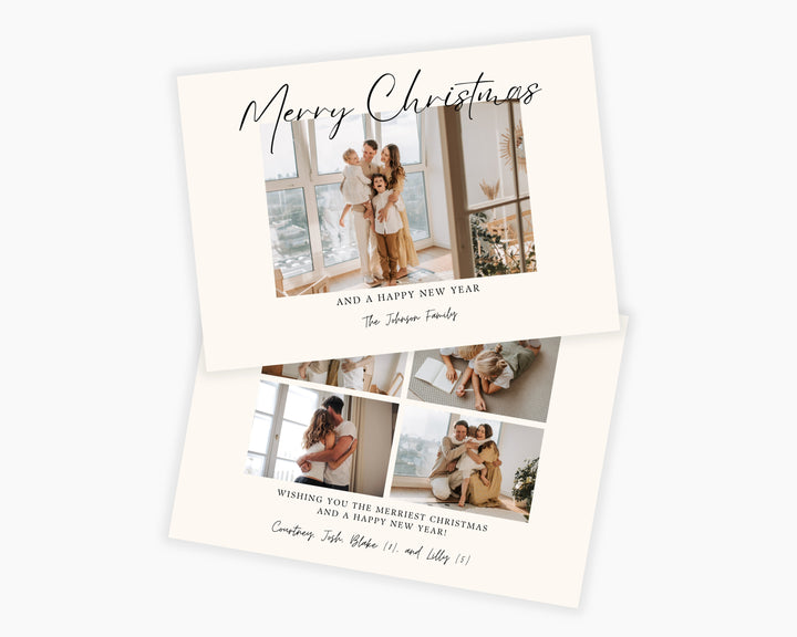 Christmas Card Horizontal, Printable Template Card, Digital Minimalist Holiday Card | Merry Christmas | Edit on Canva | Digital Download