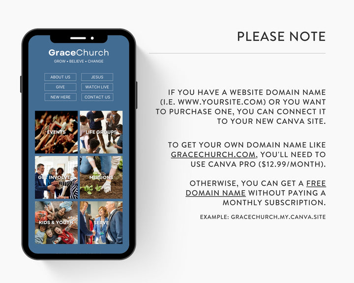 Canva Link in Bio Template for Churches, Chapels, Temples, Mosques, Faith Groups, Religious Centers | GRACE CHUCH Theme | Modern Minimal