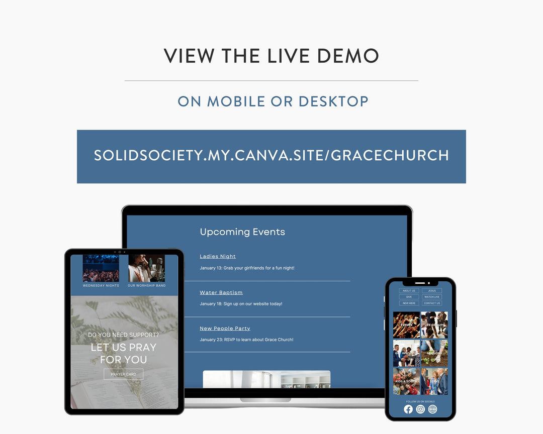 Canva Link in Bio Template for Churches, Chapels, Temples, Mosques, Faith Groups, Religious Centers | GRACE CHUCH Theme | Modern Minimal