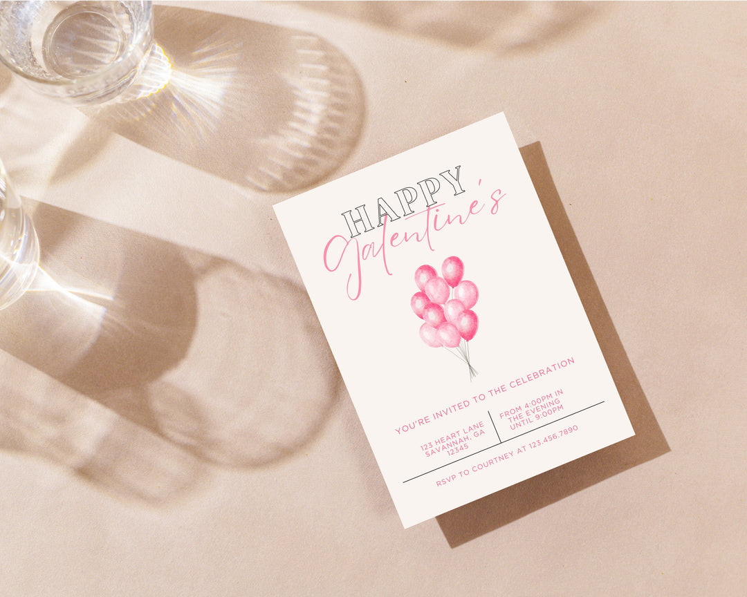 Galentine's Day Party Invitation Vertical, Edit on Canva, Digital Download, Printable Template Card, Digital Mobile Valentine's Party Invite