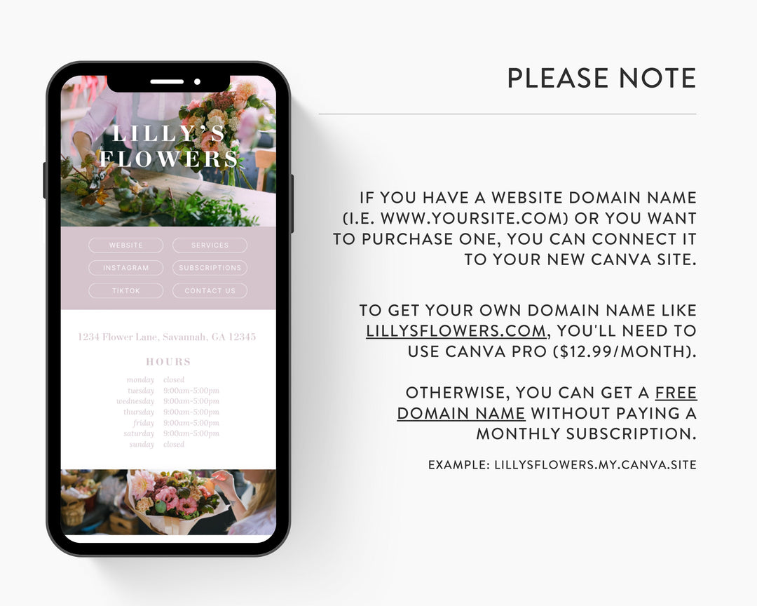 Canva Link in Bio Template for Flower Shops, Floral Shops, Flower & Floral Design Stores | FLOWER SHOP Theme | Modern Minimal