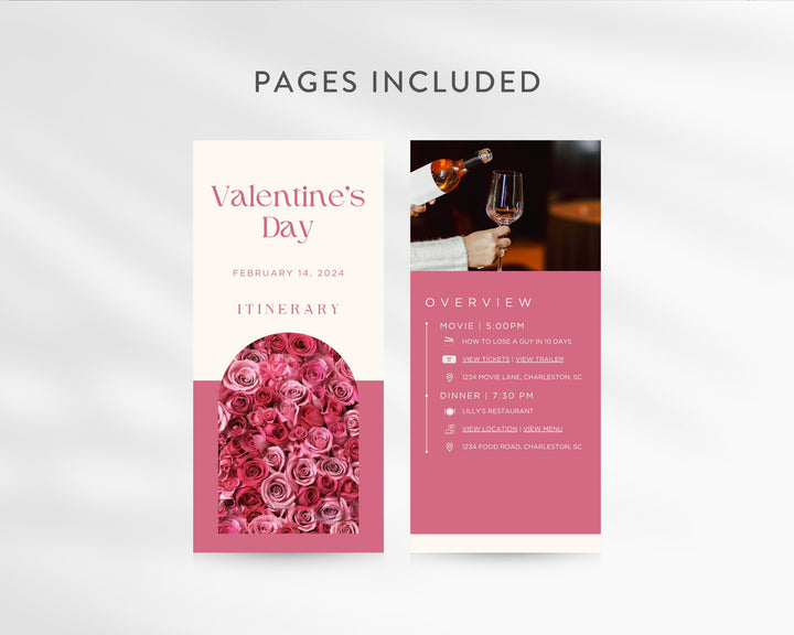 Valentine's Day Itinerary Template, Edit on Canva, Printable Template Guide, Galentine's Day Planner, Party Invite, Digital Download