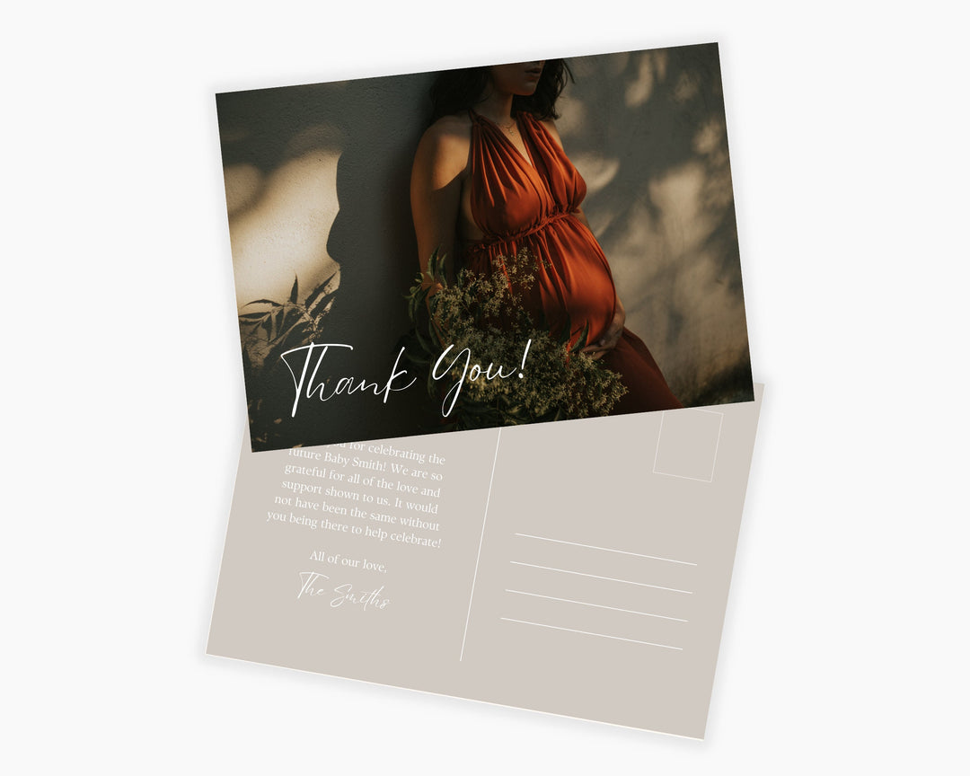 Thank You Baby Shower Postcard Horizontal, Printable Template Card, Digital Minimalist Baby Shower Card | Edit on Canva | Digital Download