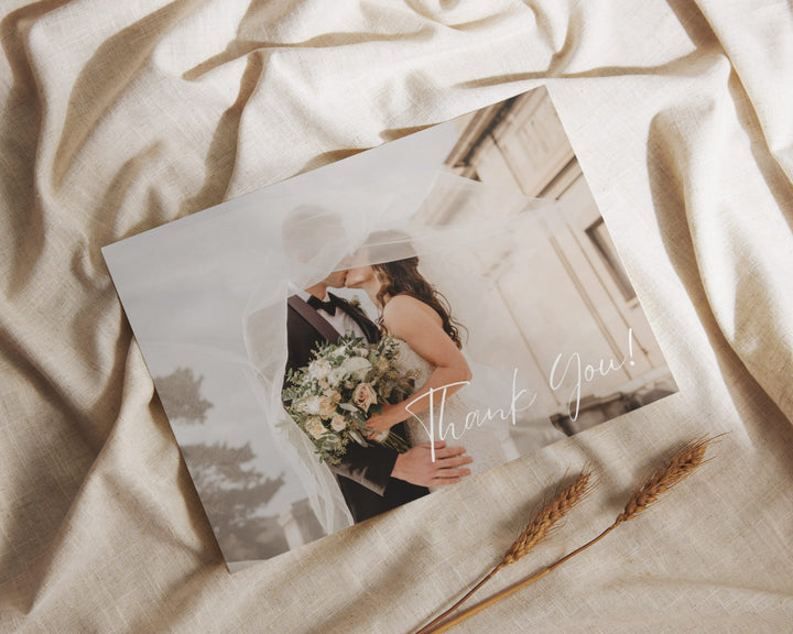 Thank You Wedding Postcard Horizontal, Printable Template Card, Digital Minimalist Bride Thank You Card | Edit on Canva | Digital Download