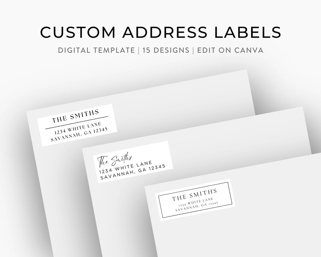 Custom Address Labels, Rectangular, Edit on Canva, Digital Download, Printable Return Address Labels Template, Digital Invitation Stickers