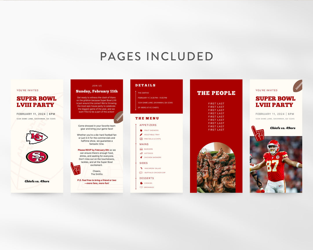 Super Bowl Itinerary Template, Edit on Canva, Printable Template Guide, Game Day Planner, Football Party Invitation, Digital Download