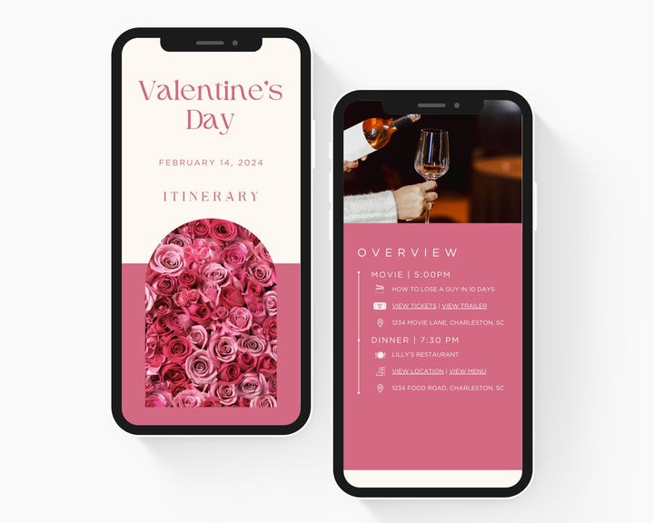 Valentine's Day Itinerary Template, Edit on Canva, Printable Template Guide, Galentine's Day Planner, Party Invite, Digital Download