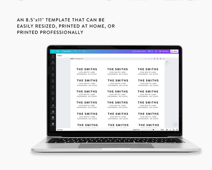 Custom Address Labels, Rectangular, Edit on Canva, Digital Download, Printable Return Address Labels Template, Digital Invitation Stickers