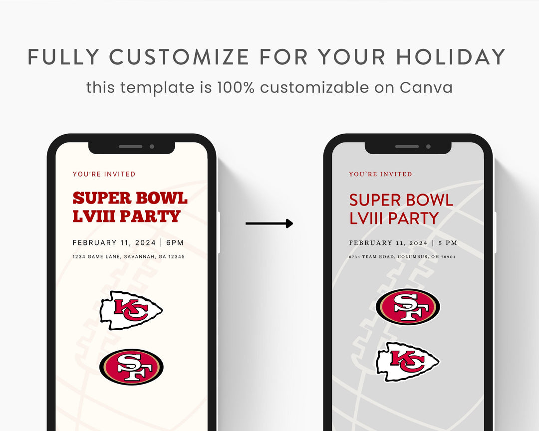 Super Bowl Itinerary Template, Edit on Canva, Printable Template Guide, Game Day Planner, Football Party Invitation, Digital Download