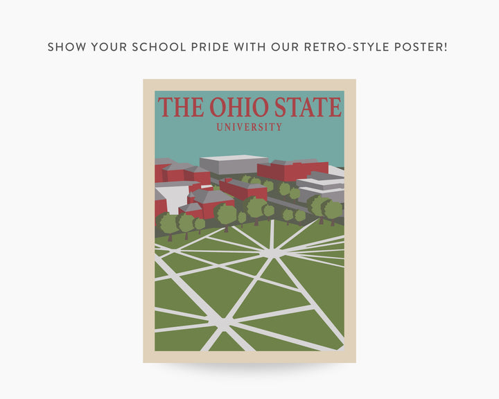 Ohio State University Retro Vintage Poster, OSU Illustration Art | Wall Art Digital Download, Digital Wall Art, Printable, Gift