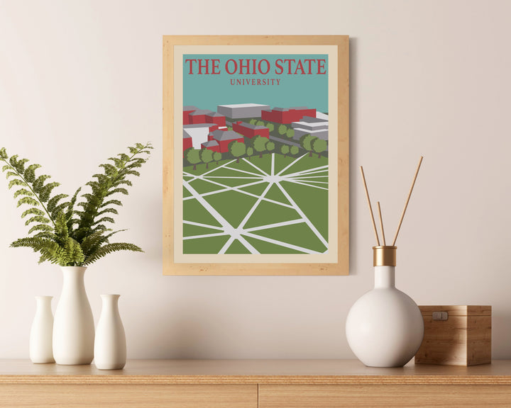 Ohio State University Retro Vintage Poster, OSU Illustration Art | Wall Art Digital Download, Digital Wall Art, Printable, Gift