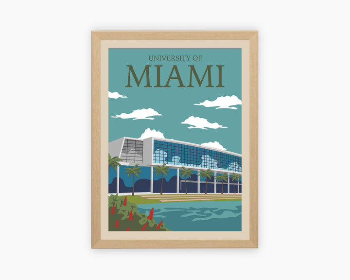 University of Miami Retro Vintage Poster, U of Miami Illustration Art | Wall Art Digital Download, Digital Wall Art, Printable, Gift